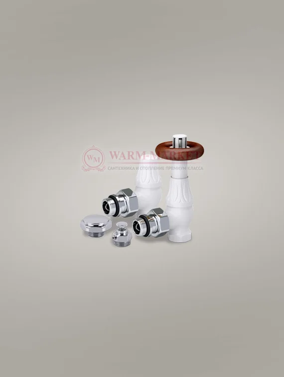 Комплект серии Old Style для подключения чугунного радиатора 1/2" угловой, белый