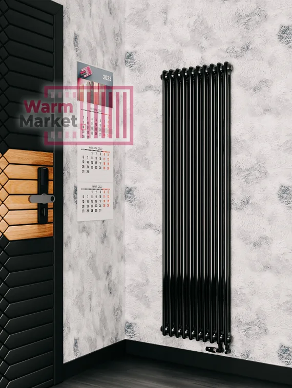 Вертикальный трубчатый радиатор Solira 2160 N69 нижнее подключение, черный (RAL 9005)