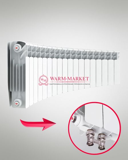 Rifar Alum Flex V Ral 350 - цветной алюминиевый радиусный радиатор с нижним подключением