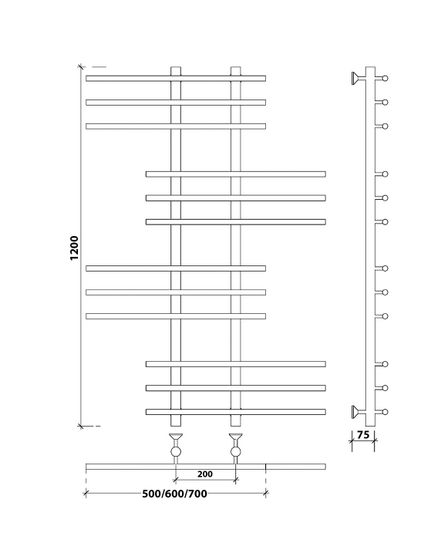 Водяной полотенцесушитель Secado Турин 5 из нержавеющей стали