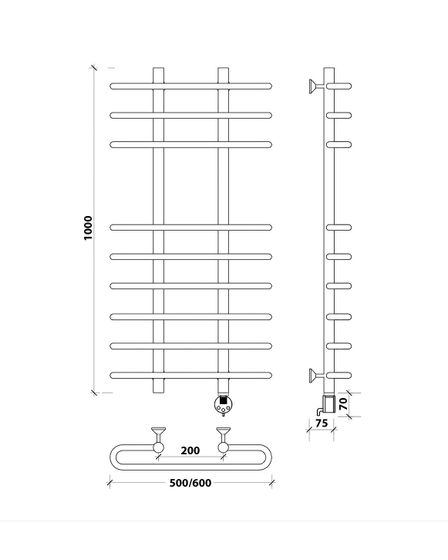 Электрический полотенцесушитель Secado Венеция 5 из нержавеющей стали