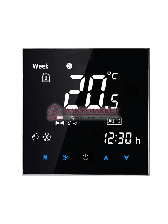 Комнатный термостат KT-200 с сенсорным управлением для внутрипольного конвектора Techno черный