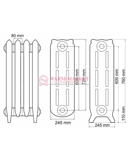 Чугунный радиатор Demir Dokum Retro Lux 600/226
