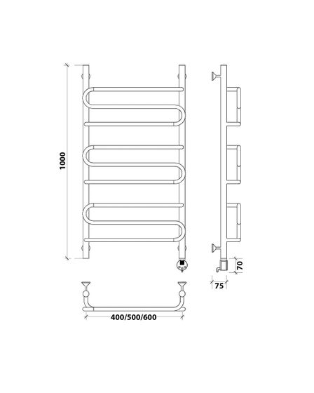 Электрический полотенцесушитель Secado Валенсия 2 из нержавеющей стали