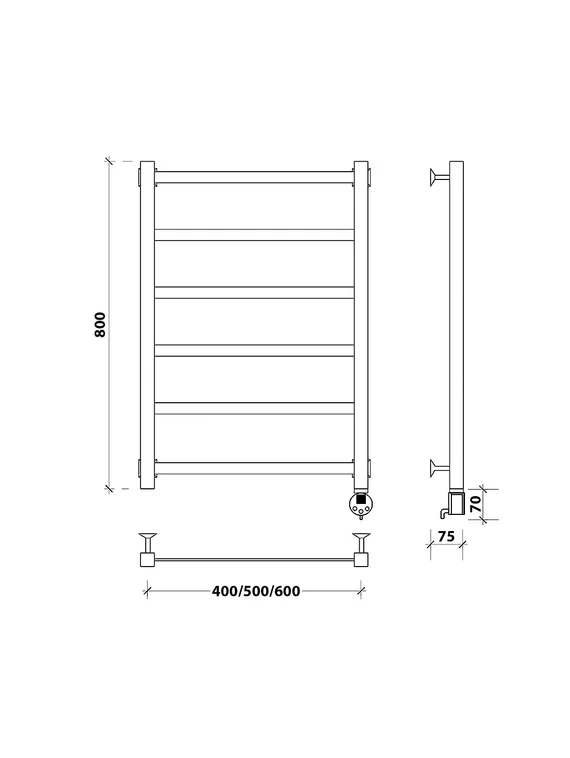 Электрический полотенцесушитель Secado Корсико 1 из нержавеющей стали, черный