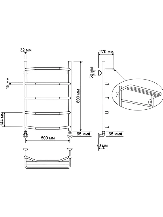 Водяной полотенцесушитель Secado Агата 3 из латуни