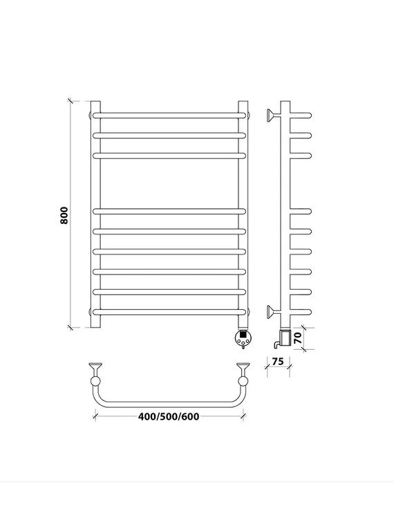 Электрический полотенцесушитель Secado Мерида 5 из нержавеющей стали