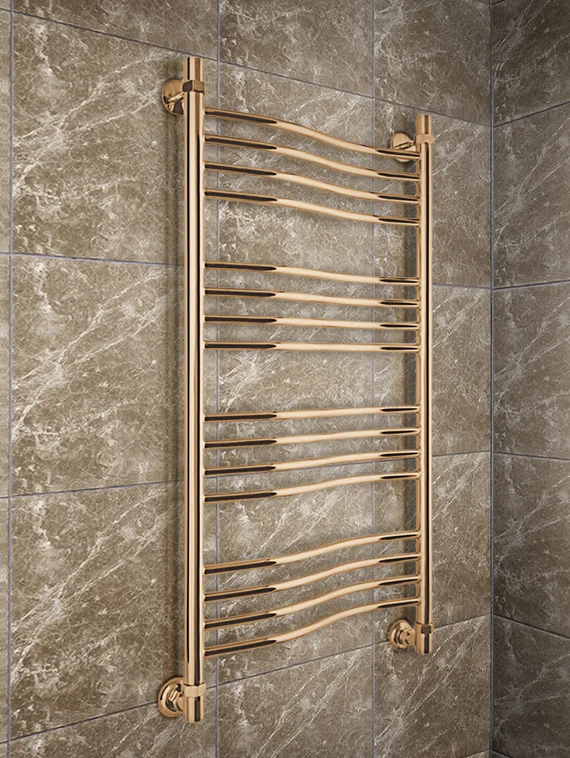 Fluid Bronze - бронзовый водяной полотенцесушитель слегка изогнутой формы