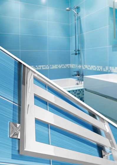 Tempra White - белый дизайн полотенцесушитель с широким профилем прямоугольного сечения