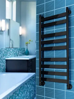 Napoli Black - черный дизайн полотенцесушитель с широким профилем прямоугольного сечения
