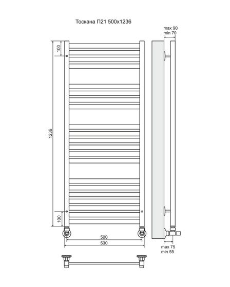 Тоскана П21 - электрический полотенцесушитель, цвет золото