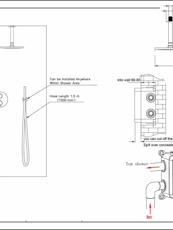 Душевой набор Warmer Black Line FL Cube 30039005-12D