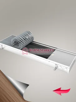 Внутрипольный конвектор Eva KC без вентилятора шириной 303 мм (с деревянной решеткой цвета натурального дуба)