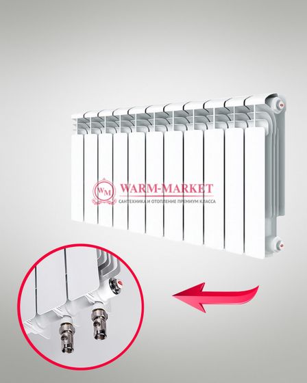 Rifar Alum VR 350 - алюминиевый радиатор с нижним правым подключением