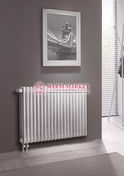 Трубчатый радиатор Dia Norm 3057 трехтрубный, нижнее правое/левое подключение с вентилем