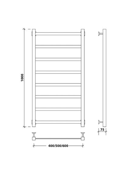 Водяной полотенцесушитель Secado Корсико 1 из нержавеющей стали, черный