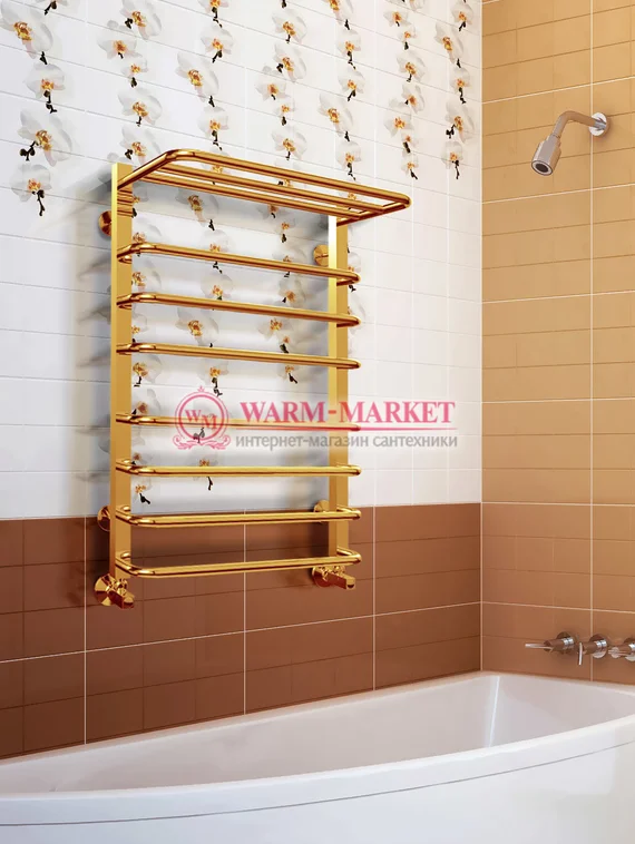 Arktur-полотенцесушитель с полкой цвет золото