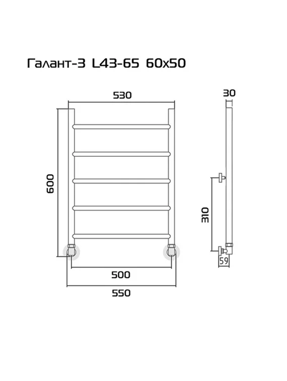 Galant 3 (прямой) - водяной полотенцесушитель из нержавеющей стали
