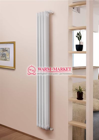 Вертикальный трубчатый радиатор Purmo Delta Lazerline 3180-4 секции, трехтрубный с боковым подключением.