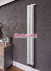 Вертикальный трубчатый радиатор Purmo Delta Lazerline 3180-4 секции, трехтрубный нижнее правое/левое подключение с вентилем.