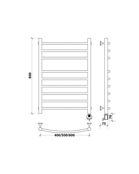 Электрический полотенцесушитель Secado Милан 5 из нержавеющей стали