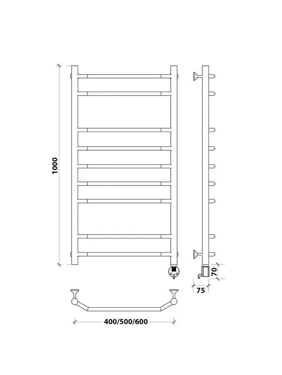 Электрический полотенцесушитель Secado Агата 2 из нержавеющей стали