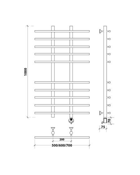 Электрический полотенцесушитель Secado Турин 4 из нержавеющей стали