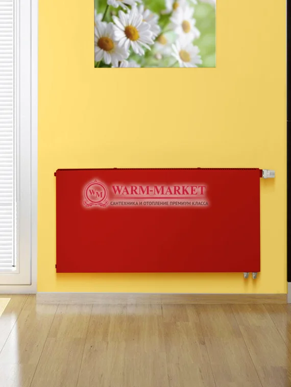 Dia Norm Plan Ventil Compact FCV 21s, высотой 500 мм - гладкий панельный радиатор c нижним подключением красный