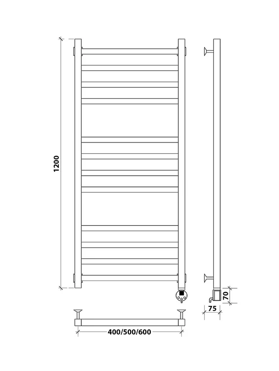 Электрический полотенцесушитель Secado Корато 3 из нержавеющей стали, черный