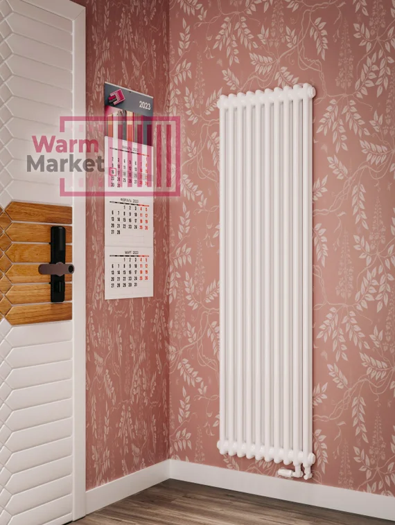 Трубчатый радиатор Solira 2130 N69 твв нижнее подключение с термостатикой, серый (RAL 7037)