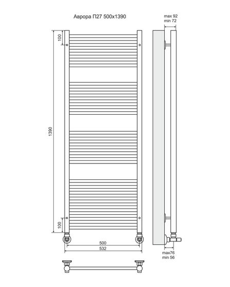 Аврора П27-3 - электрический полотенцесушитель, цвет золото
