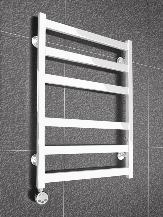 Verona White - белый дизайн полотенцесушитель с квадратными вертикалями