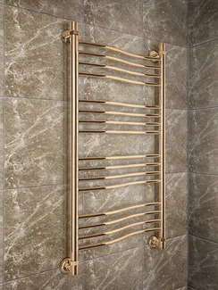 Fluid Bronze - бронзовый водяной полотенцесушитель слегка изогнутой формы