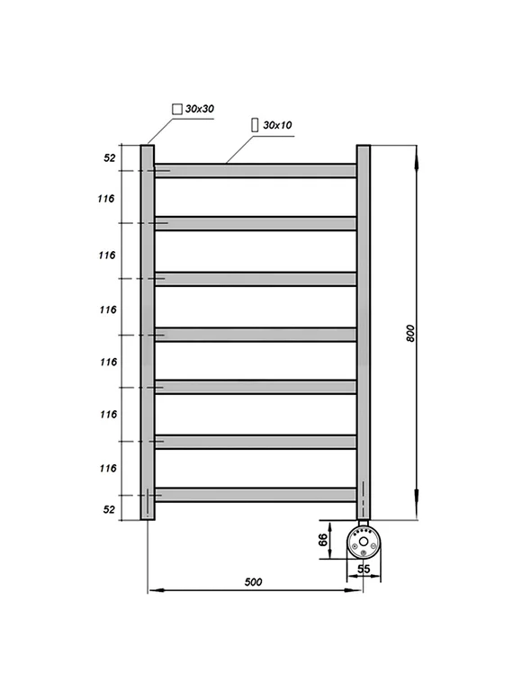 Полотенцесушитель электрический Solent Sauc SR-005 800х500 П7 белый