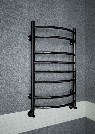 Forma Black - черный полотенцесушитель шириной 400 мм, выпуклый вперед