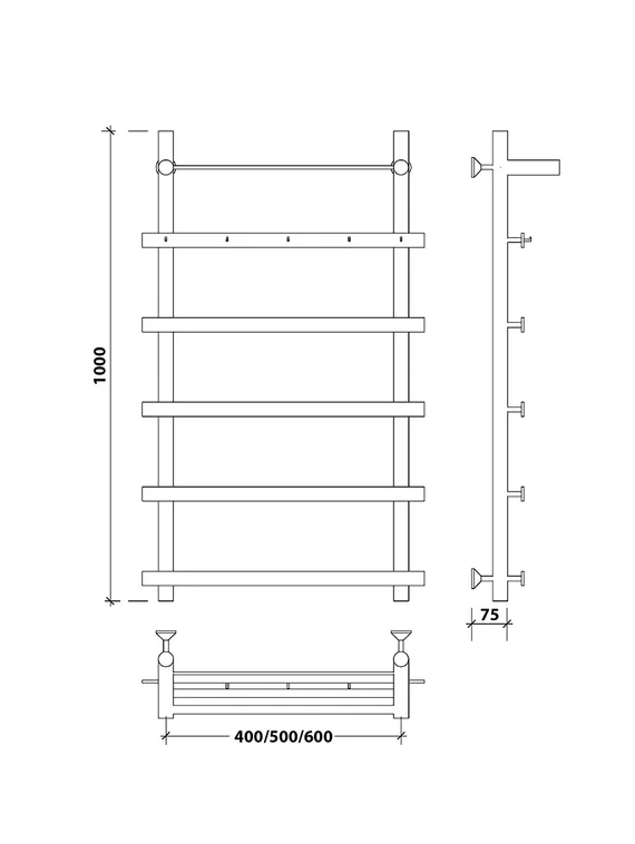Водяной полотенцесушитель Secado Понтида 1 КСП из нержавеющей стали