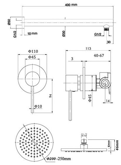 Комплект для душа Warmer Bronze Line 400300-10D