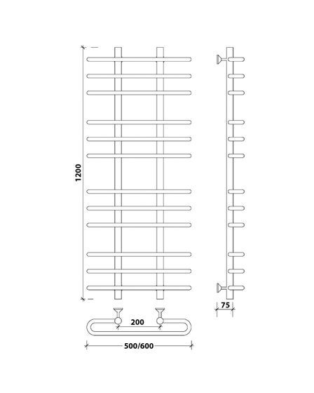 Водяной полотенцесушитель Secado Венеция 3 из нержавеющей стали