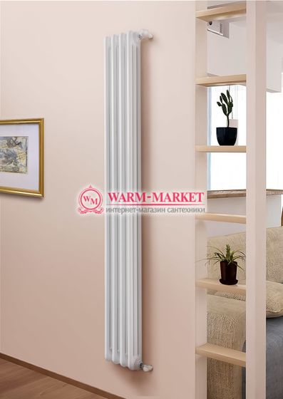 Вертикальный трубчатый радиатор Purmo Delta Lazerline 3180-4 секции, трехтрубный с боковым подключением.