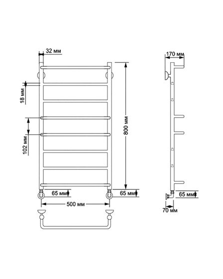Водяной полотенцесушитель Secado Верона 1 из латуни