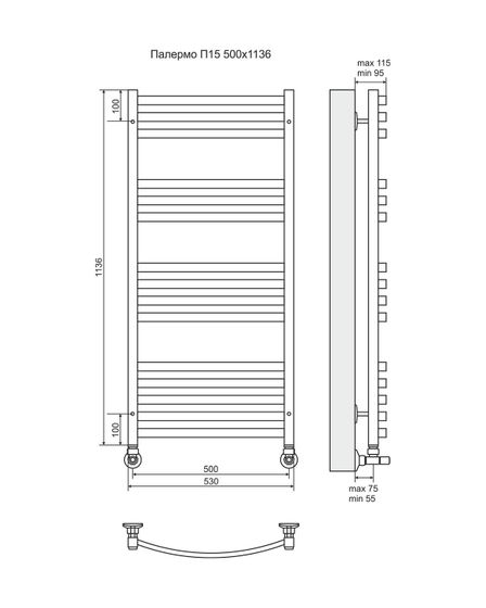 Палермо П15 - электрический полотенцесушитель, цвет бронза