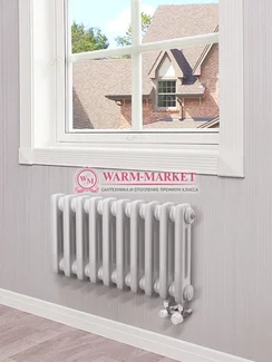 Трубчатый радиатор Dia Norm 3037-8 секций, трехтрубный с нижним подключением с вентилем.