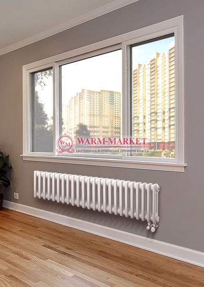 Трубчатый радиатор Dia Norm 3037-24 секции, трехтрубный с нижним подключением с вентилем.