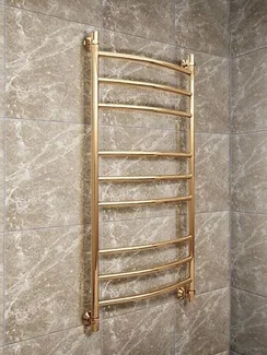 Galant  Bronze - бронзовый водяной полотенцесушитель со слегка выгнутыми перекладинами, 500х500 мм