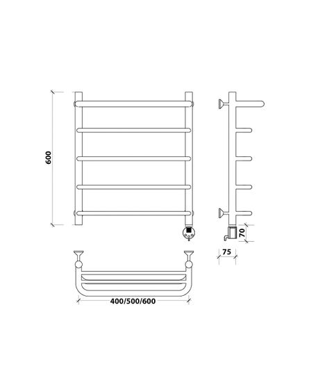 Электрический полотенцесушитель Secado Мерида 1 СП из нержавеющей стали
