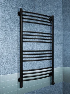 Bogema Black E - черный электрический полотенцесушитель с выгнутыми вперед перекладинами