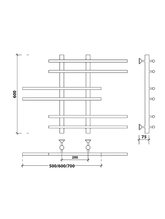 Водяной полотенцесушитель Secado Турин 5 из нержавеющей стали