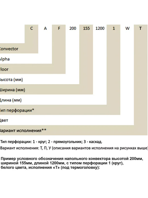 Конвектор напольный Helios Therm Alpha Floor (CAF) с нижним подключением высотой 200мм
