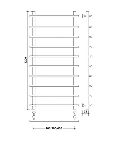 Водяной полотенцесушитель Secado Турин 1 из нержавеющей стали
