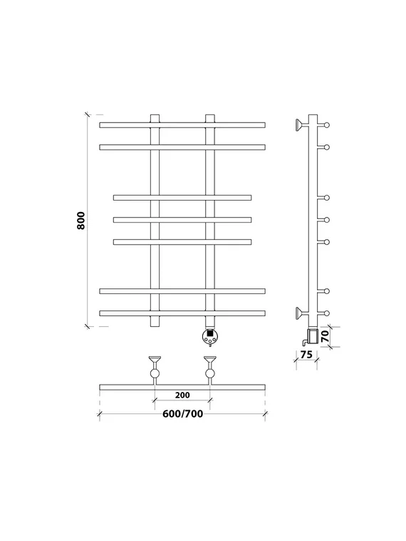 Электрический полотенцесушитель Secado Турин 2 из нержавеющей стали